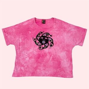 Vintage 90s Dagoli Moon Dancer Cropped Graphic Tee Pink Acid Wash XL